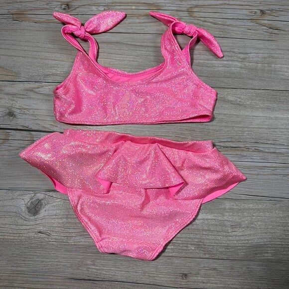Pink glitter H&M 2 piece Bikini Size 18-24 Months - Picture 2 of 4